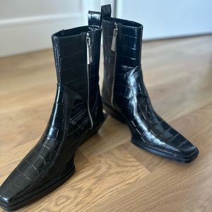 Zara Snakeskin Cowboy Ankle Boot